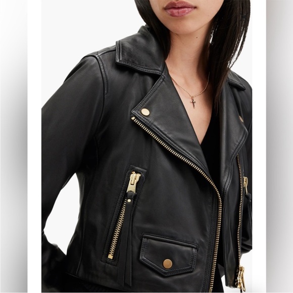 All Saints Elora Black Leather Biker Jacket - Picture 2 of 9